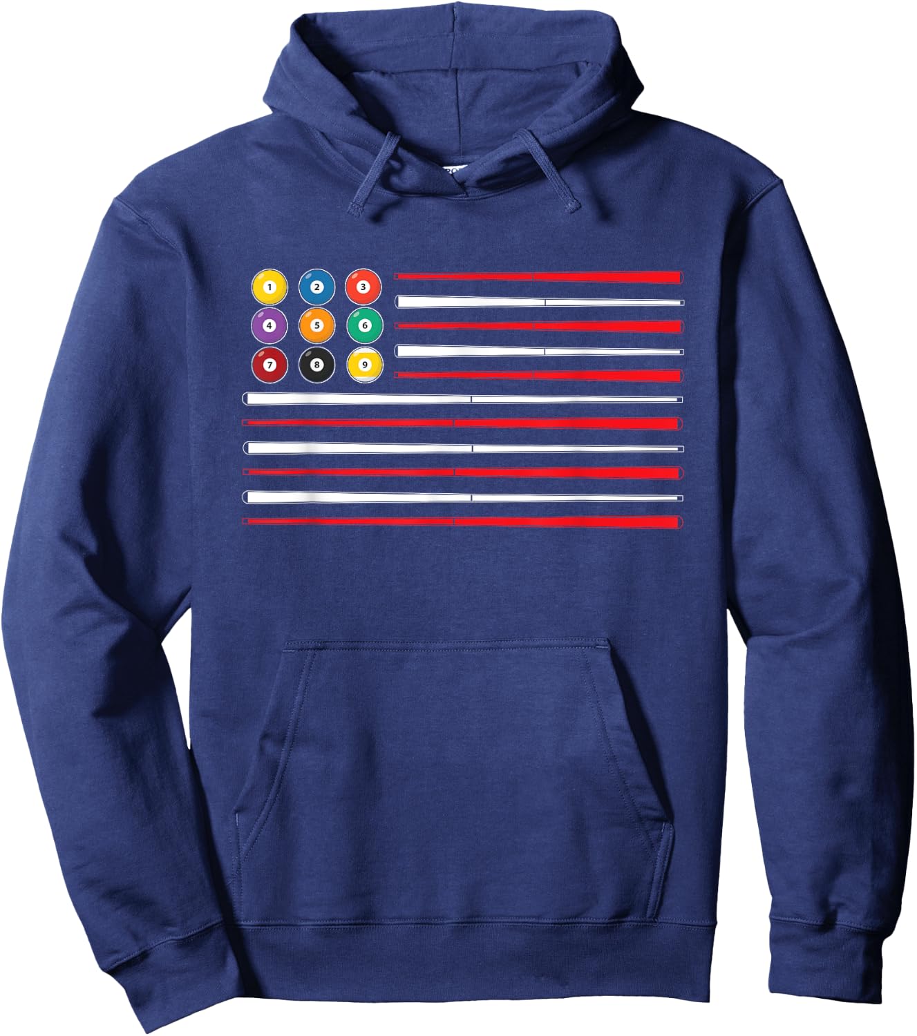 Billiards American Flag Cue Pool Balls Billiard Player Gift Hoodie - Hoodie | Navy