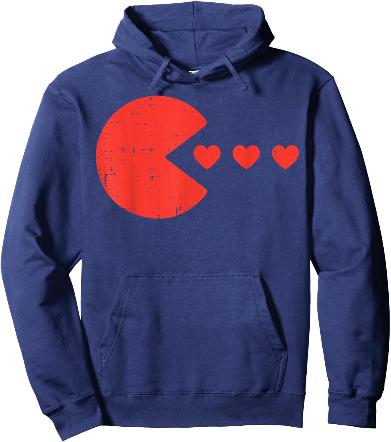 Valentines Day Gamer Eating Hearts Men Boys Kids Youth Teen Hoodie - Hoodie | Navy