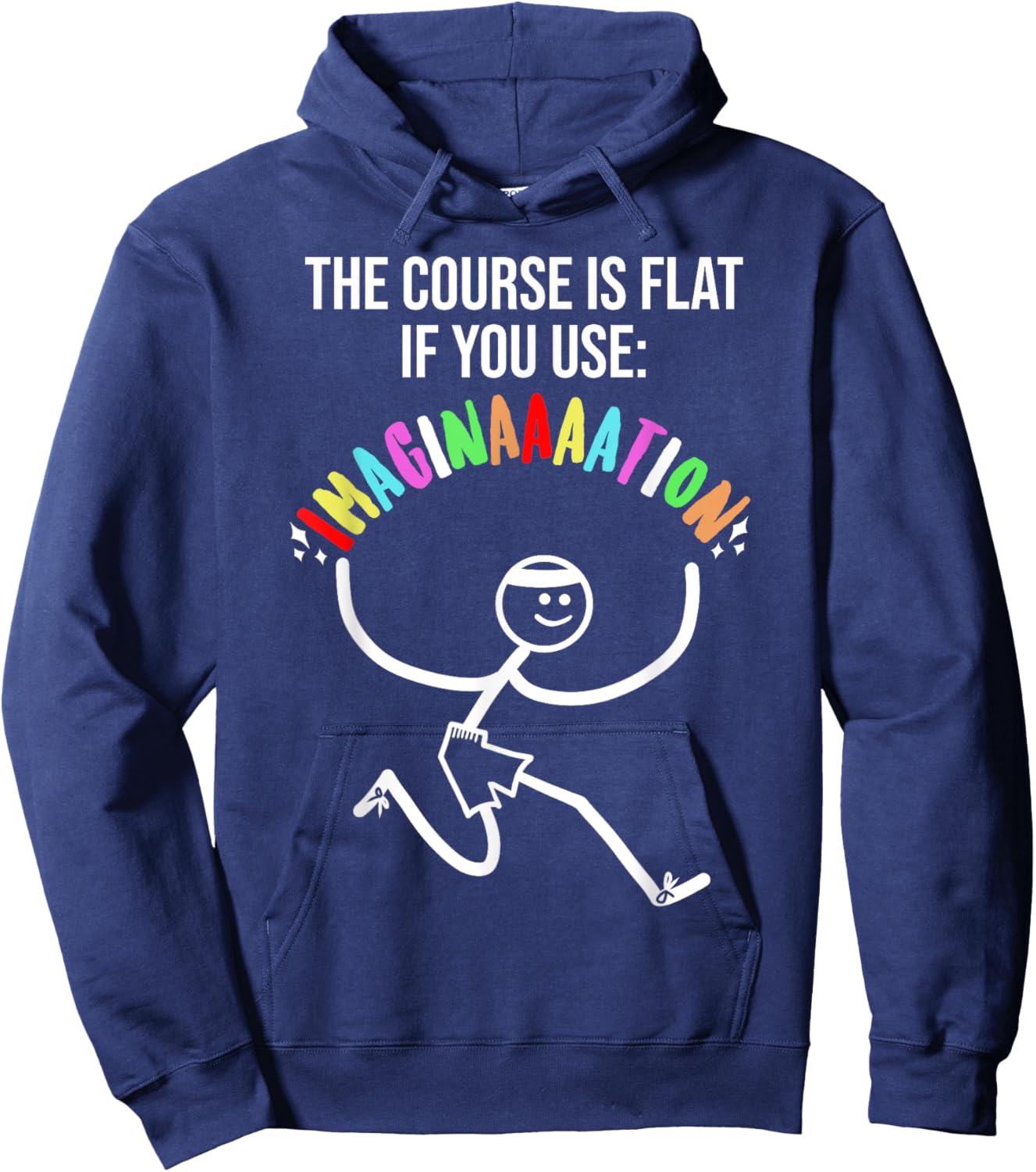 Cross Country Meme The Course is Flat Funny Stick Runner Hoodie - Hoodie | Navy