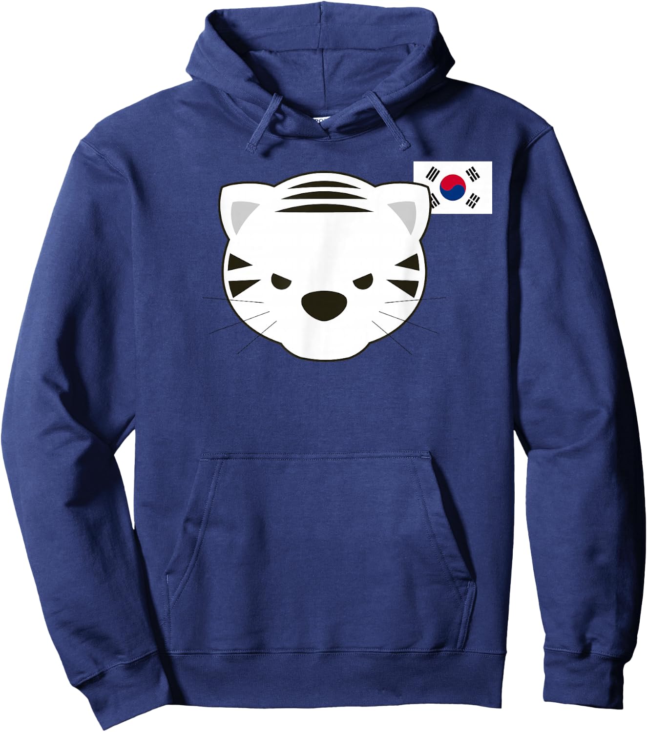 White Siberian Tiger South Korean Flag Hoodie - Hoodie | Navy