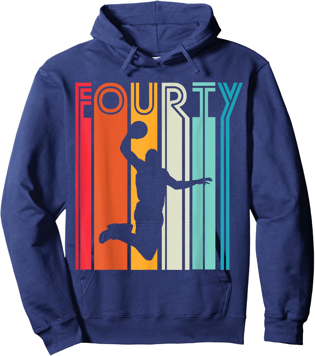 40th Birthday Basketball Lover Gift 40 Years Old Retro Hoodie - Hoodie | Navy