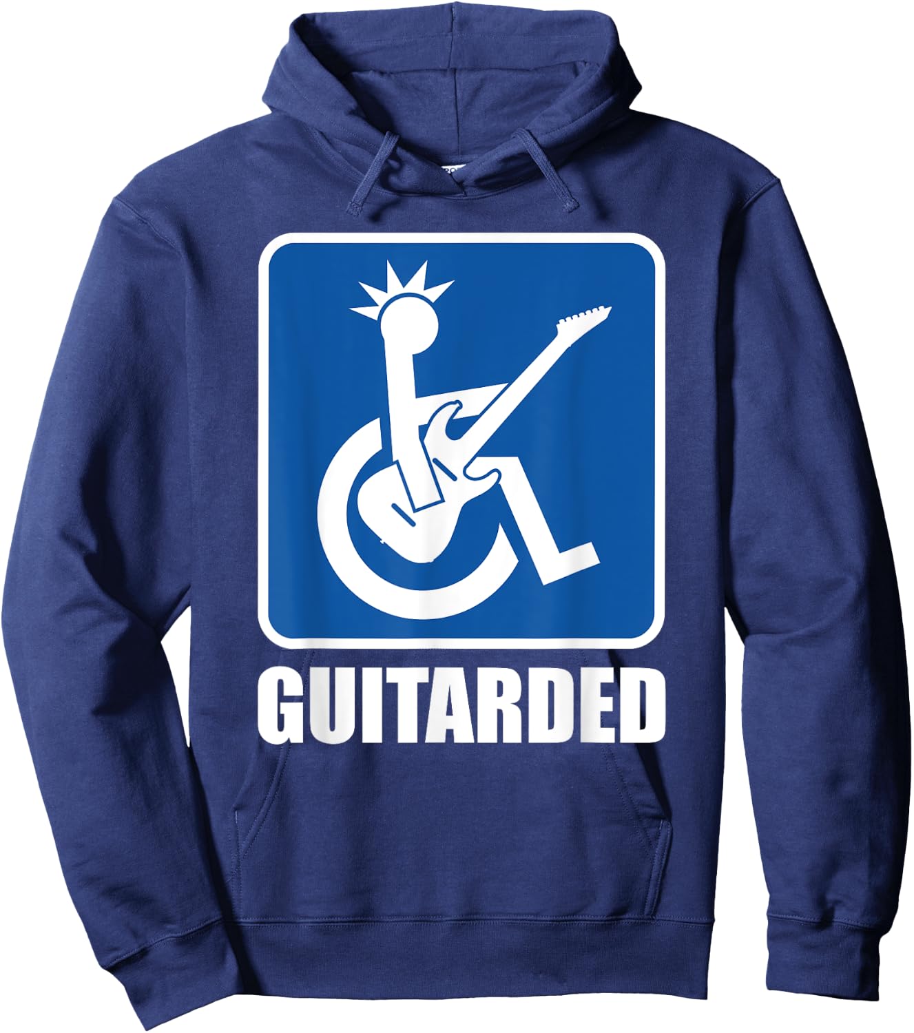 Musician Gifts Guitar Black Women's Medium Classic Fit Short Sleeve Music Themed Hoodie - Hoodie | Navy