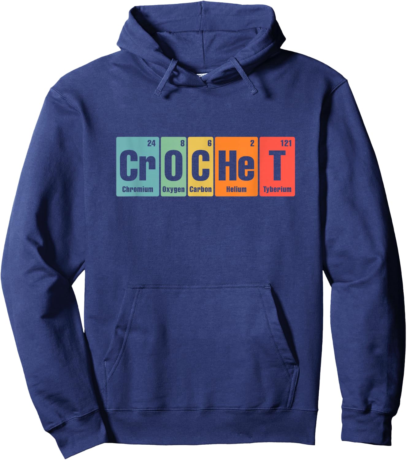 Crochet Periodic Elements - Funny Colorful Chemistry Crochet Hoodie - Hoodie | Navy