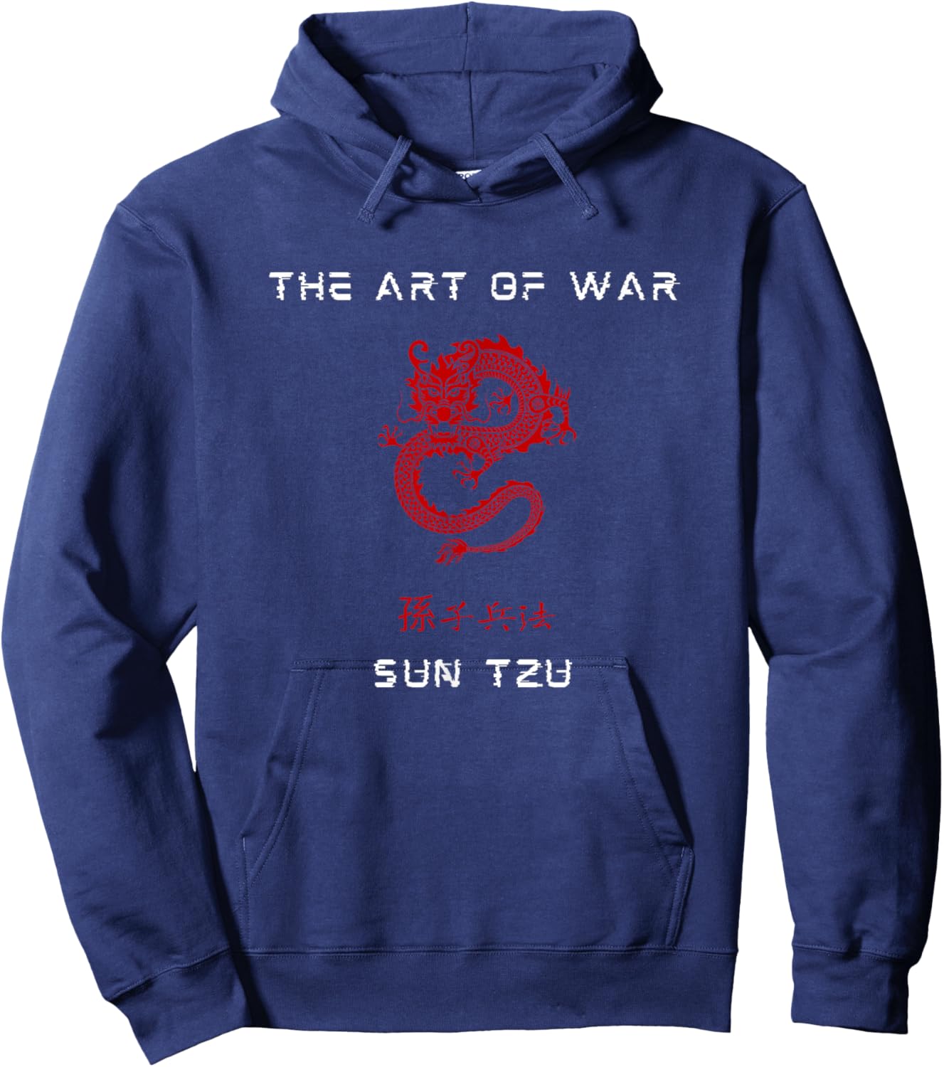 The Art of War Sun Tzu Traditional Chinese Red Dragon Hoodie - Hoodie | Navy