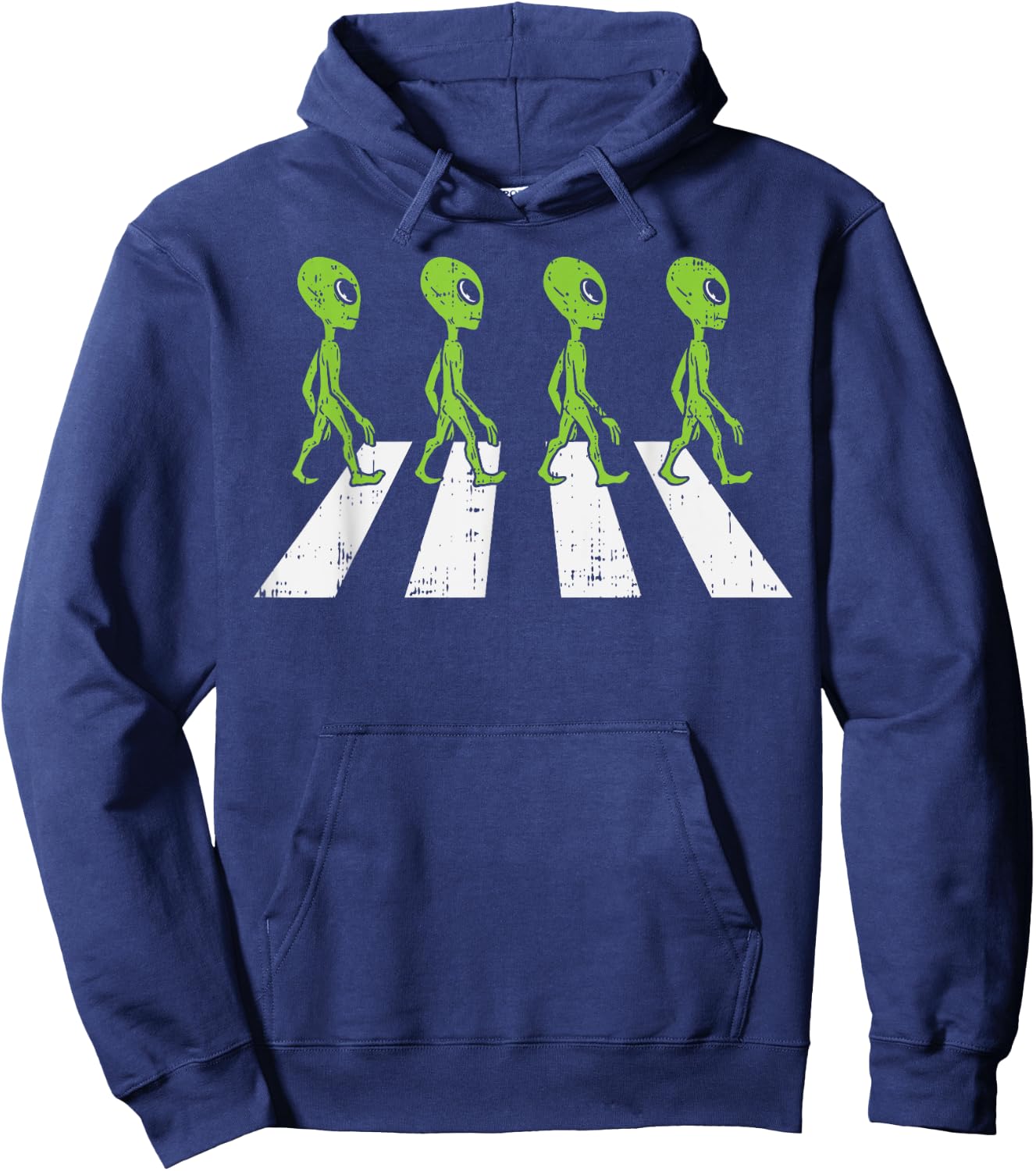 Aliens Crossing Road Funny Crosswalk Pun Space Lover Gift Hoodie - Hoodie | Navy