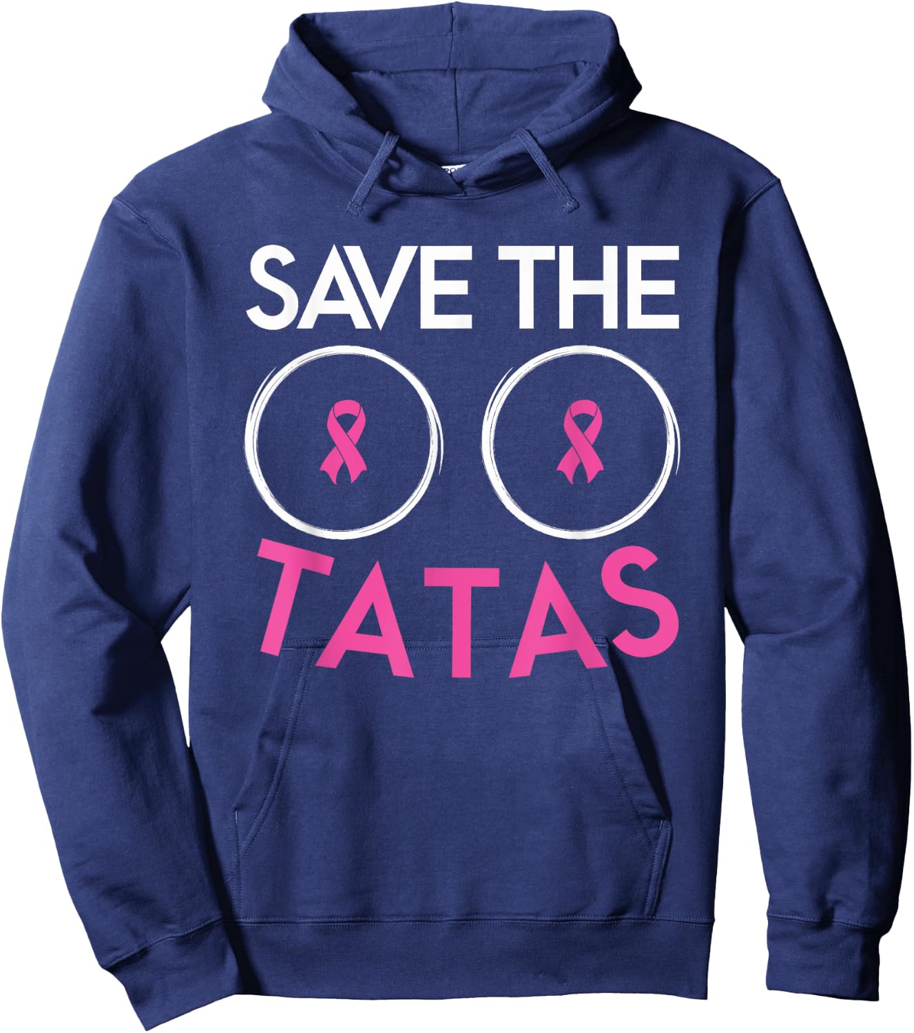 Save The Tatas Breast Cancer Awareness Warrior Pink Ribbon Hoodie - Hoodie | Navy