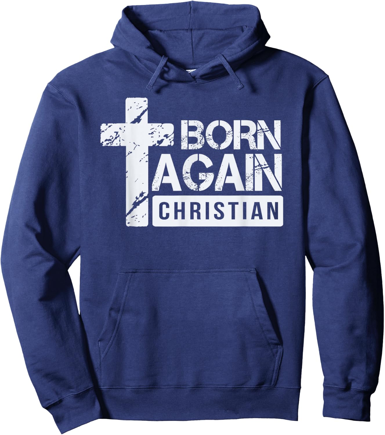 Born Again Christian Faith Based Design Jesus Cross Hoodie - Hoodie | Navy