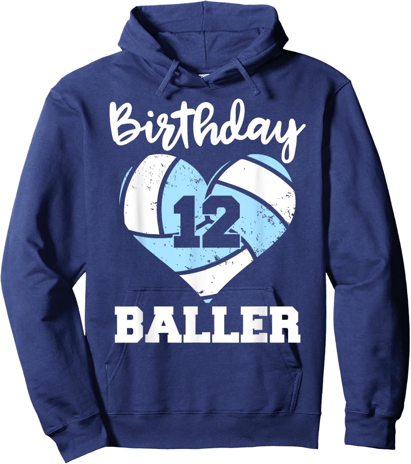 12th Birthday Baller Funny 12 Year Old Volleyball Hoodie - Hoodie | Navy