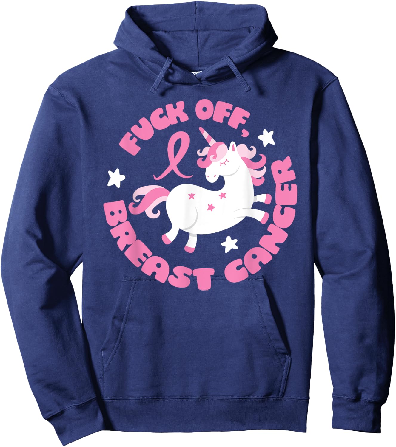 Fuck Off Breast Cancer Unicorn Hoodie - Hoodie | Navy