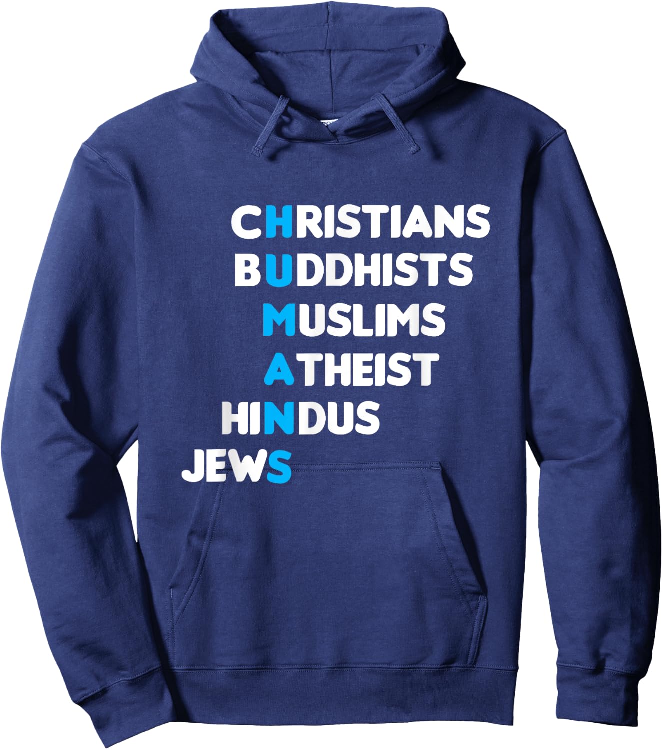 Christ Buddhist Muslim Muslim Hindu Human Faith Gift Hoodie - Hoodie | Navy