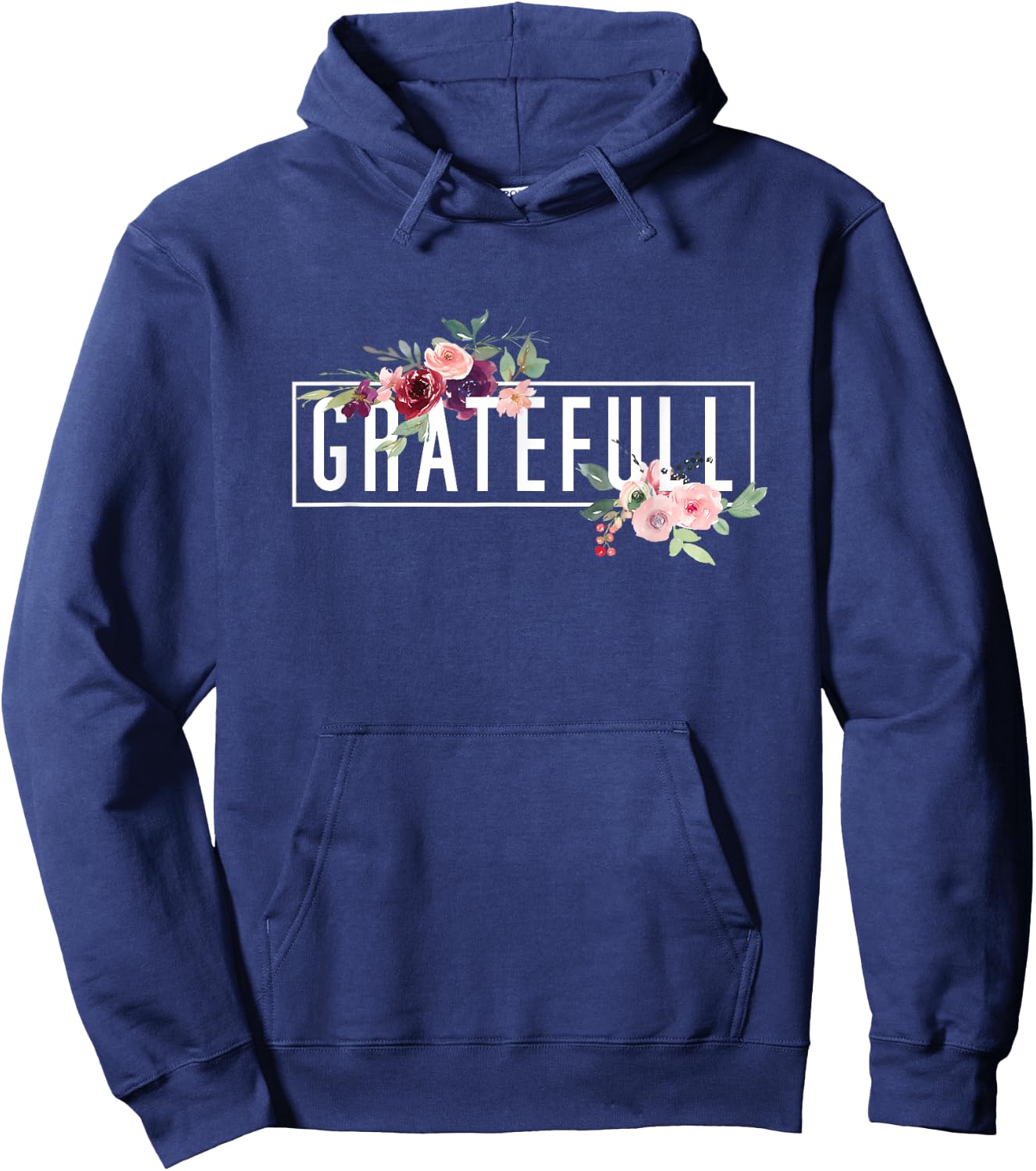 Grateful Flora Flowers Bouquet Modern Design. Woman Grateful Hoodie - Hoodie | Navy