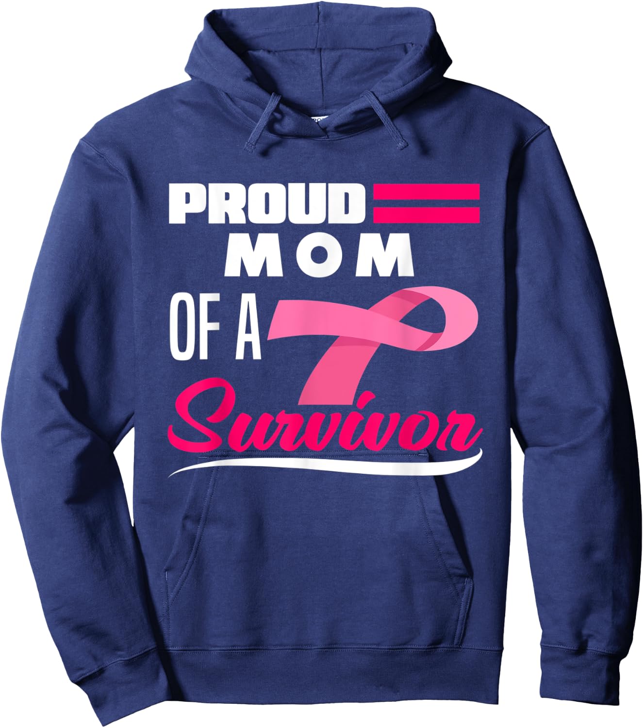 Proud Mom Of A Survivor Daughter Breast Cancer Awareness Hoodie - Hoodie | Navy
