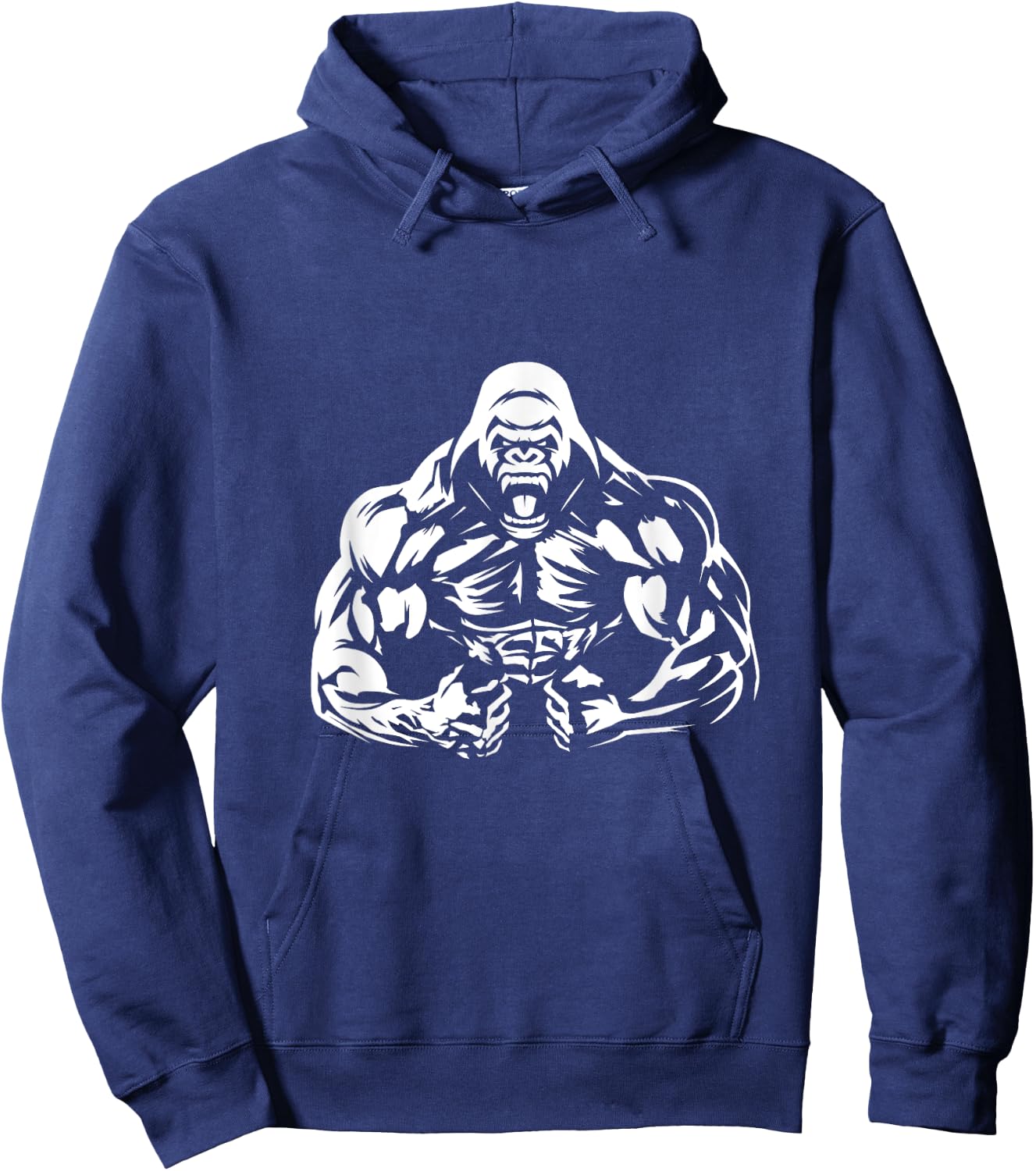 Vegan Fitness Gorilla Workout Apparel -Adults Gorilla Bodybuilder Vegan Workout Gym Strength Training Hoodie - Hoodie | Navy