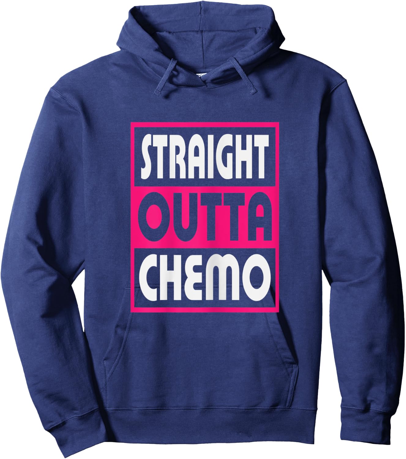Straight Outta Chemo Breast Cancer Awareness Hoodie - Hoodie | Navy