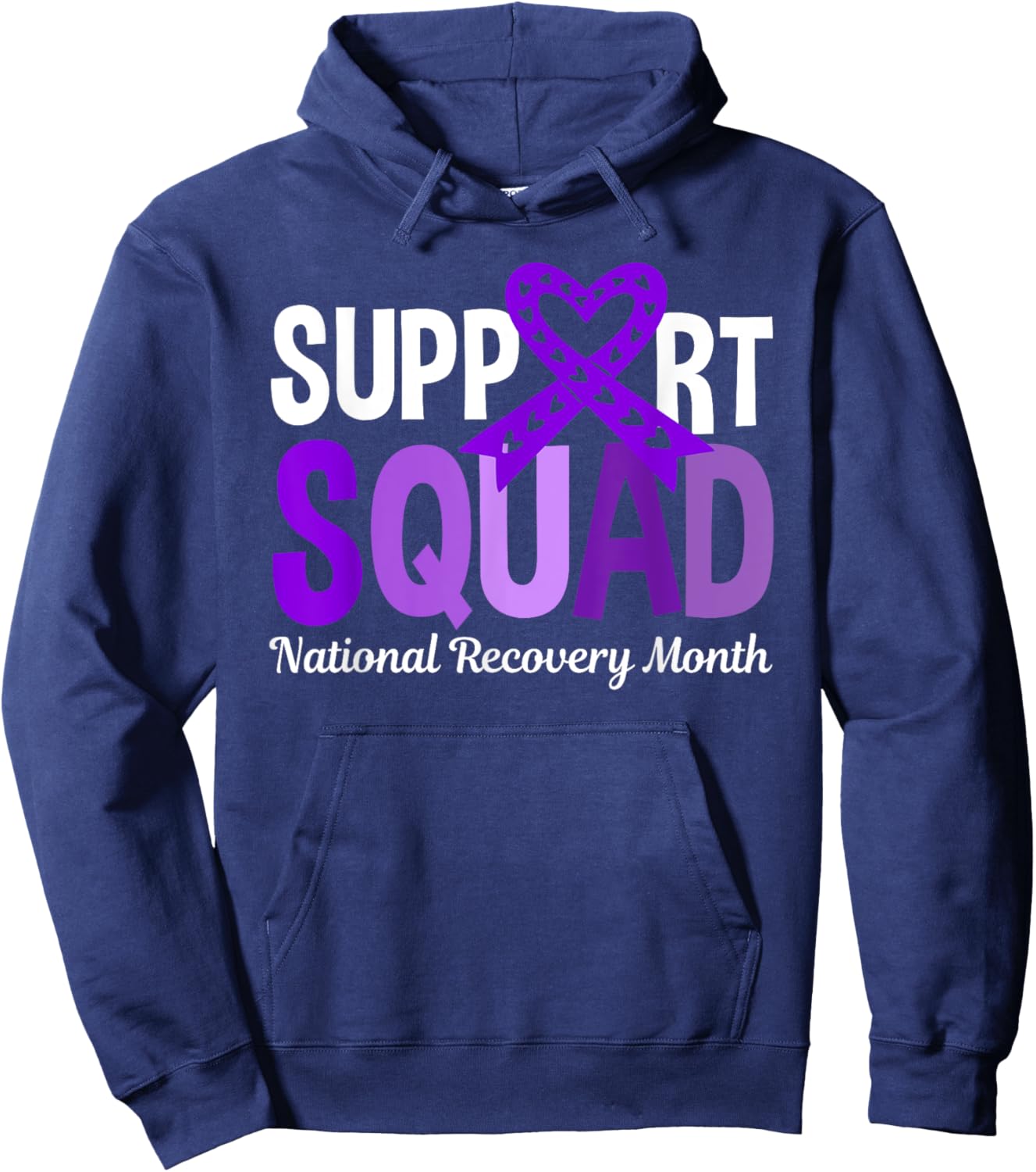 Support Squad National Recovery Month - Addiction Recovery Hoodie - Hoodie | Navy