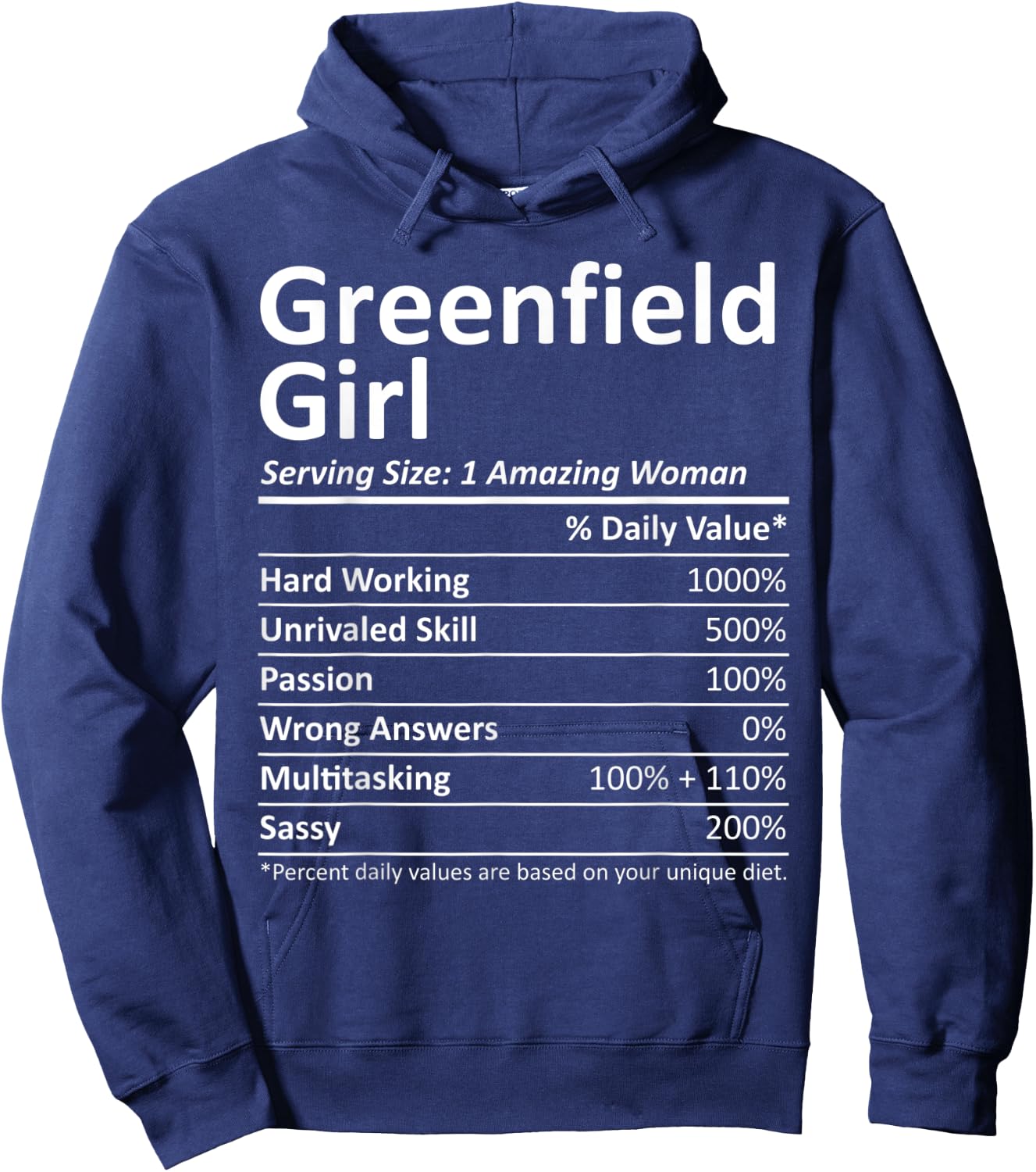 GREENFIELD GIRL IN INDIANA Funny City Home Roots USA Gift Hoodie - Hoodie | Navy