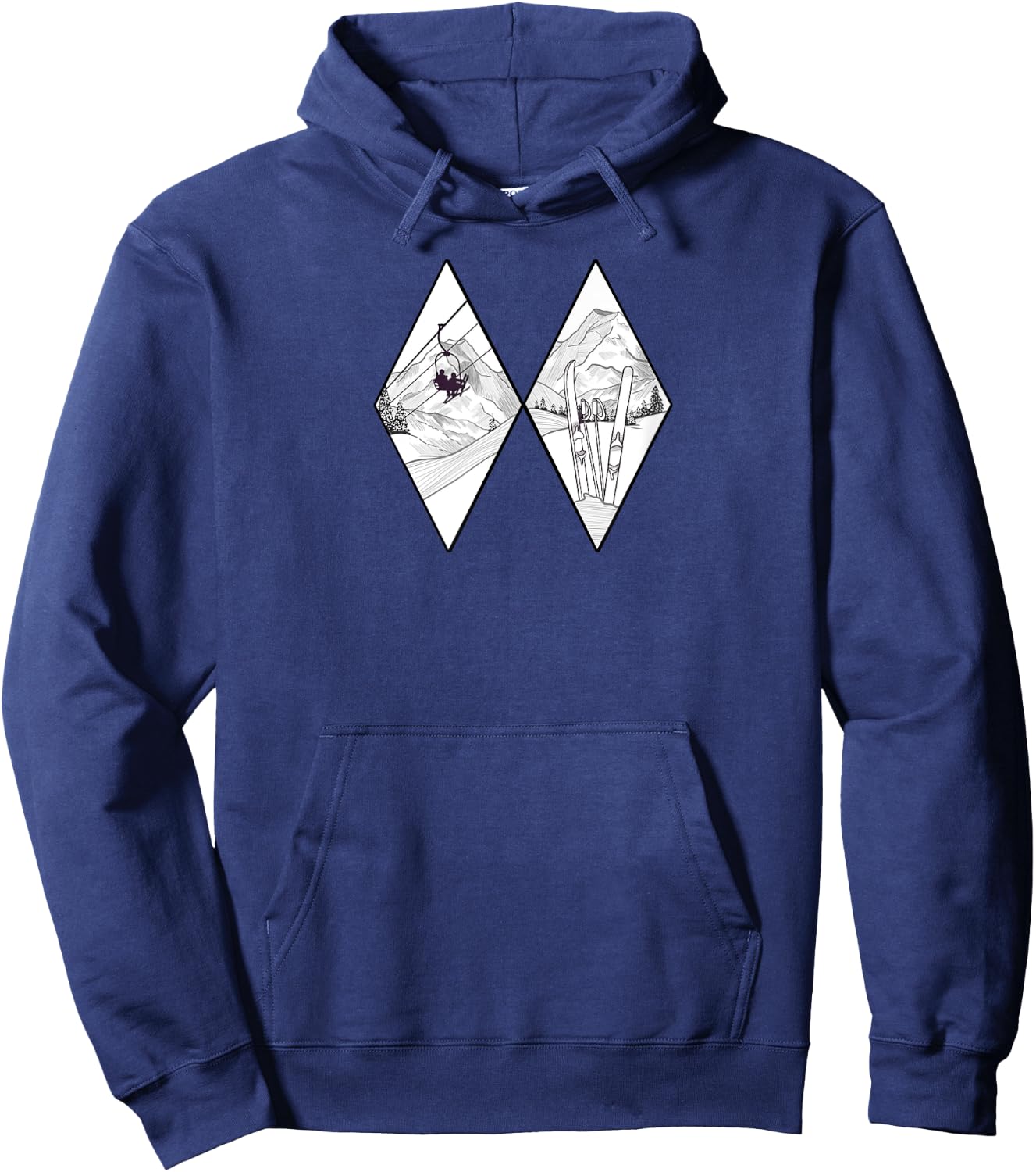 Graphic Difficult Run Marker Ski Snowboard Ski Lift Mountain Hoodie - Hoodie | Navy
