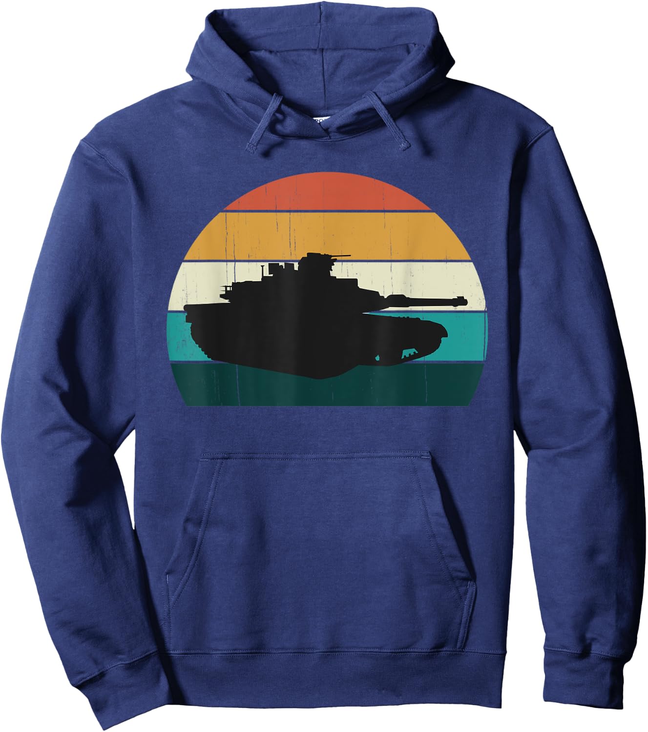 Vintage Abrams M1 - Retro Sunset American Main Battle Tank Hoodie - Hoodie | Navy