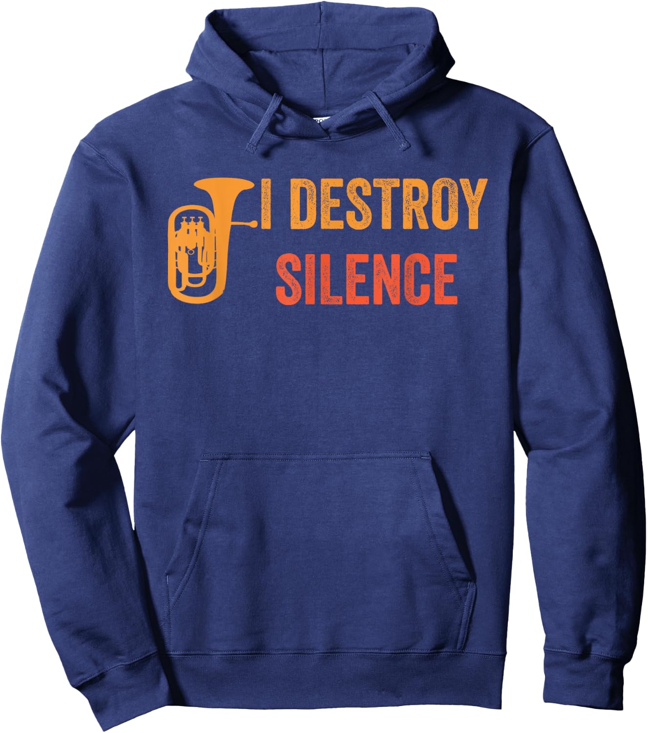 Euphonium Retro Vintage -Adults Black Small Classic Fit Pull On Letter Print Music Hoodie - Hoodie | Navy