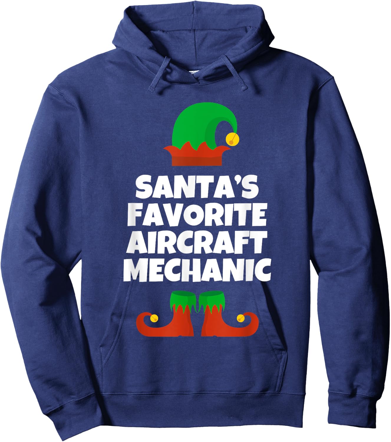 Santas Favorite Aircraft Mechanic Hat Christmas Funny Pj Hoodie - Hoodie | Navy