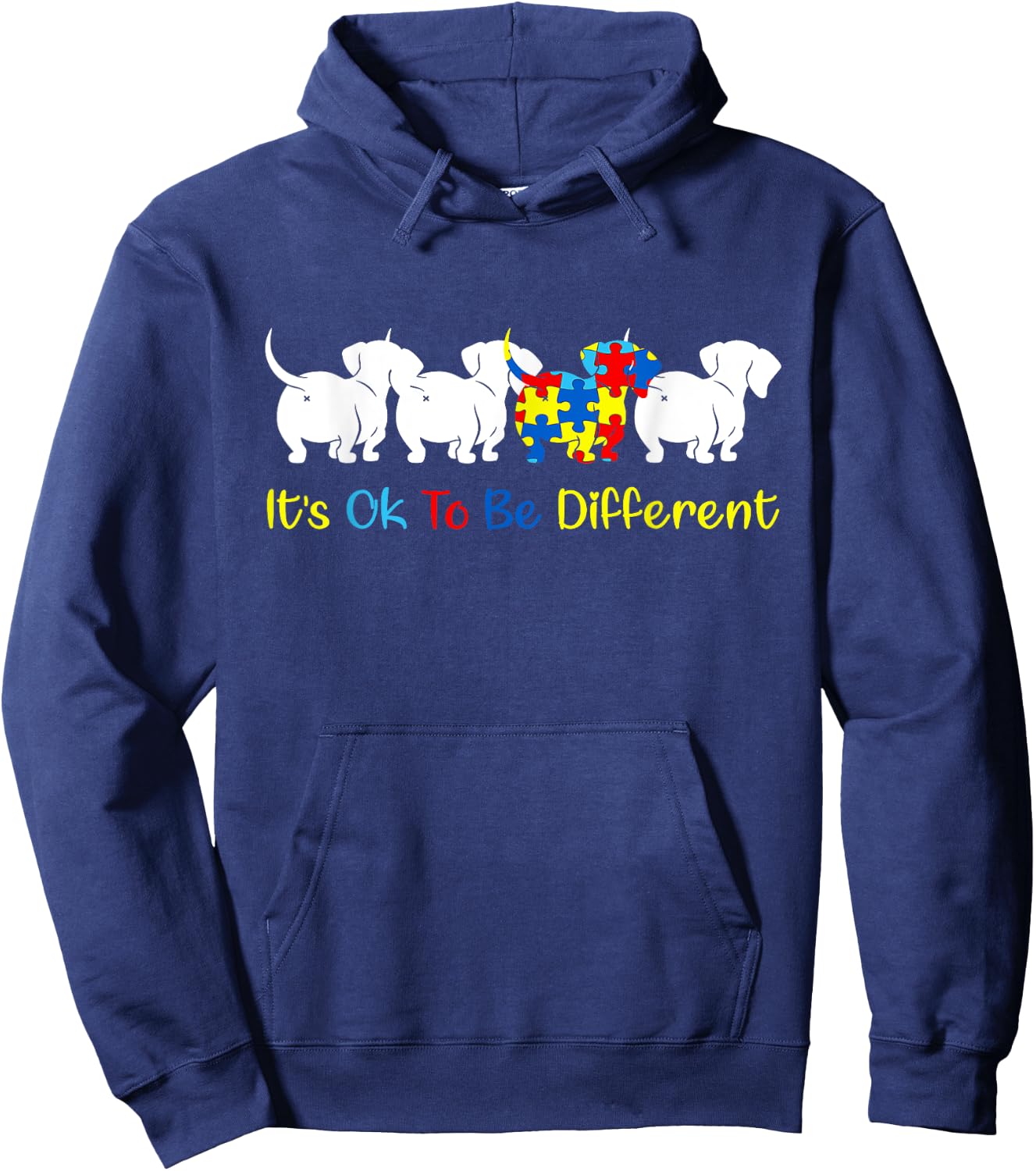 Dachshund It's Ok To Be Different Autism Awareness Kids Hoodie - Hoodie | Navy