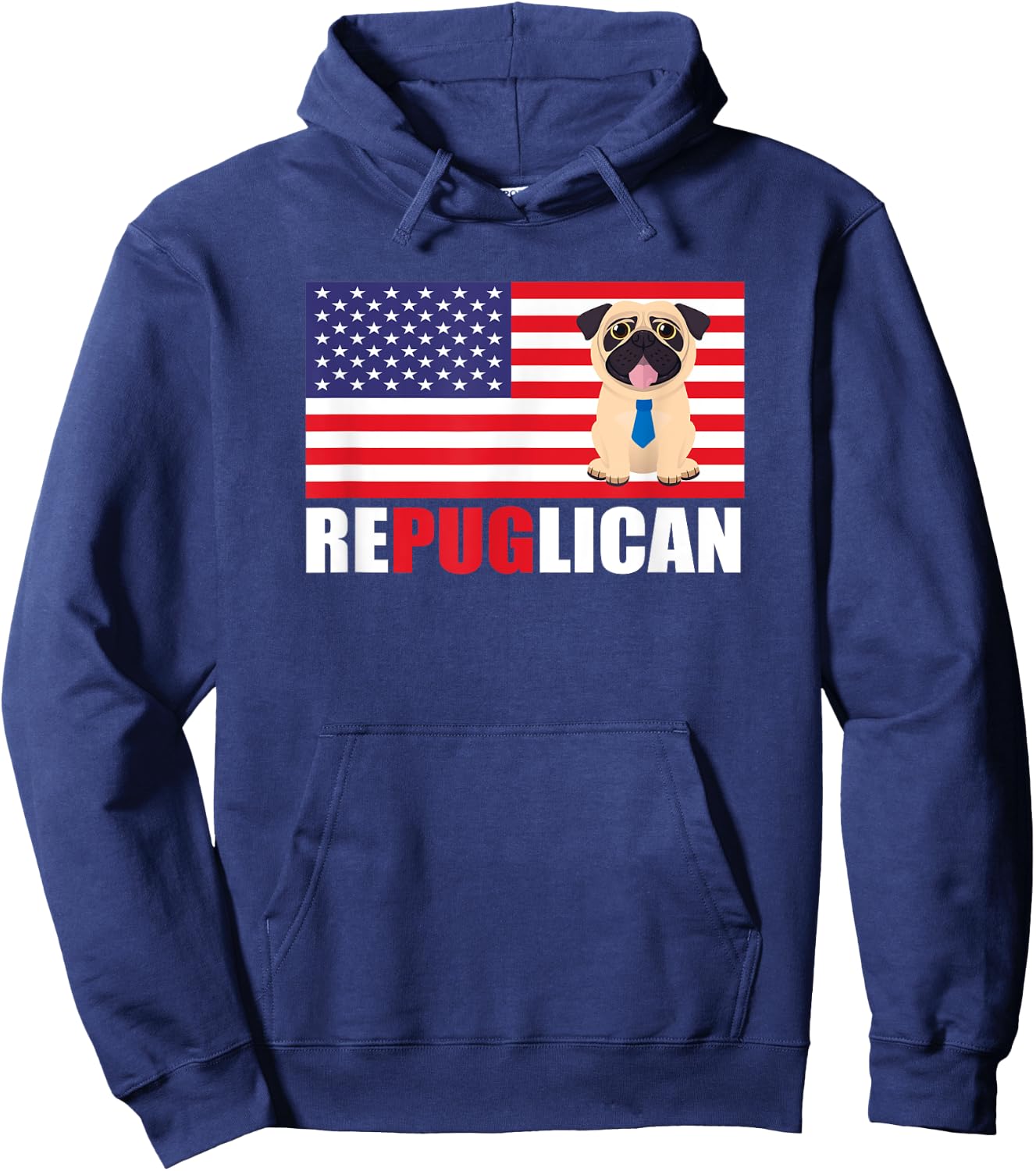 Repuglican Funny Trump Supporter Pro-Trump Pug Owner Gift Hoodie - Hoodie | Navy