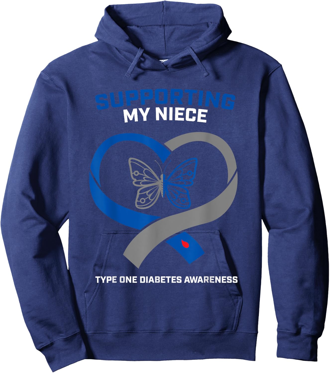 Support Type One Diabetic Niece Type 1 Diabetes Awareness Hoodie - Hoodie | Navy