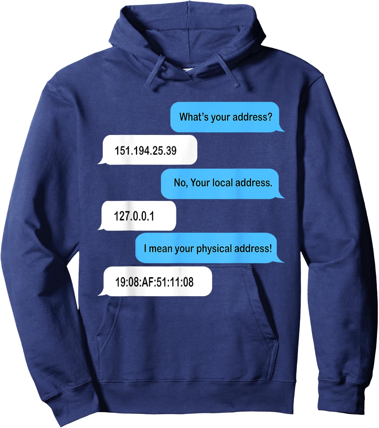 What's Your Address Funny Coder Chat Hoodie - Hoodie | Navy