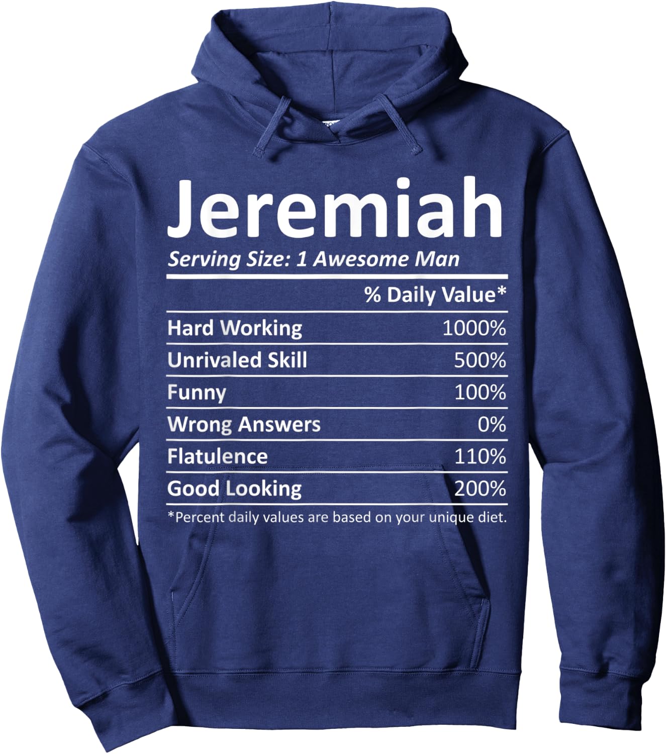 JEREMIAH Nutrition Funny Birthday Personalized Name Gift Hoodie - Hoodie | Navy