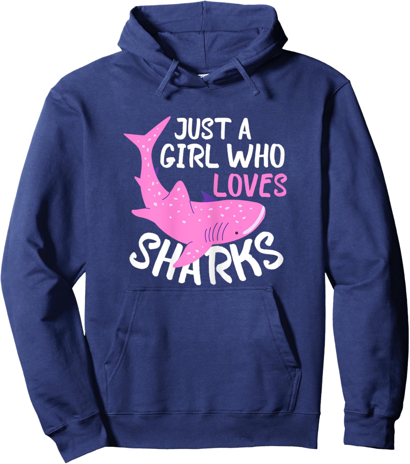 Just A Girl Who Loves Sharks Funny Kids Shark Lover Summer Hoodie - Hoodie | Navy