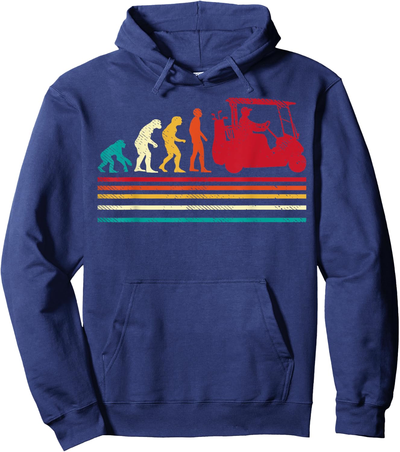 Human Evolution Golf Cart Funny Golfing Golfer Men Women Hoodie - Hoodie | Navy