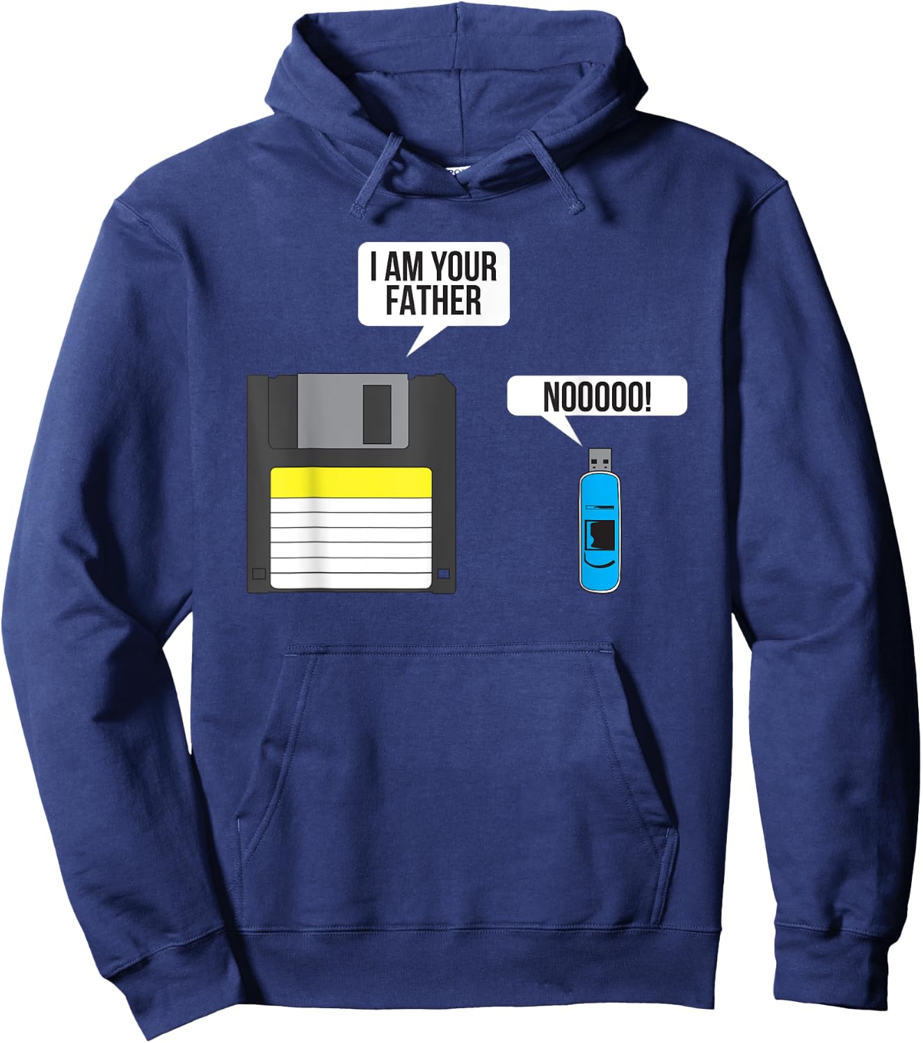 Funny Father Floppy Disk and Son USB Flash Drive Nerdy Gift Hoodie - Hoodie | Navy