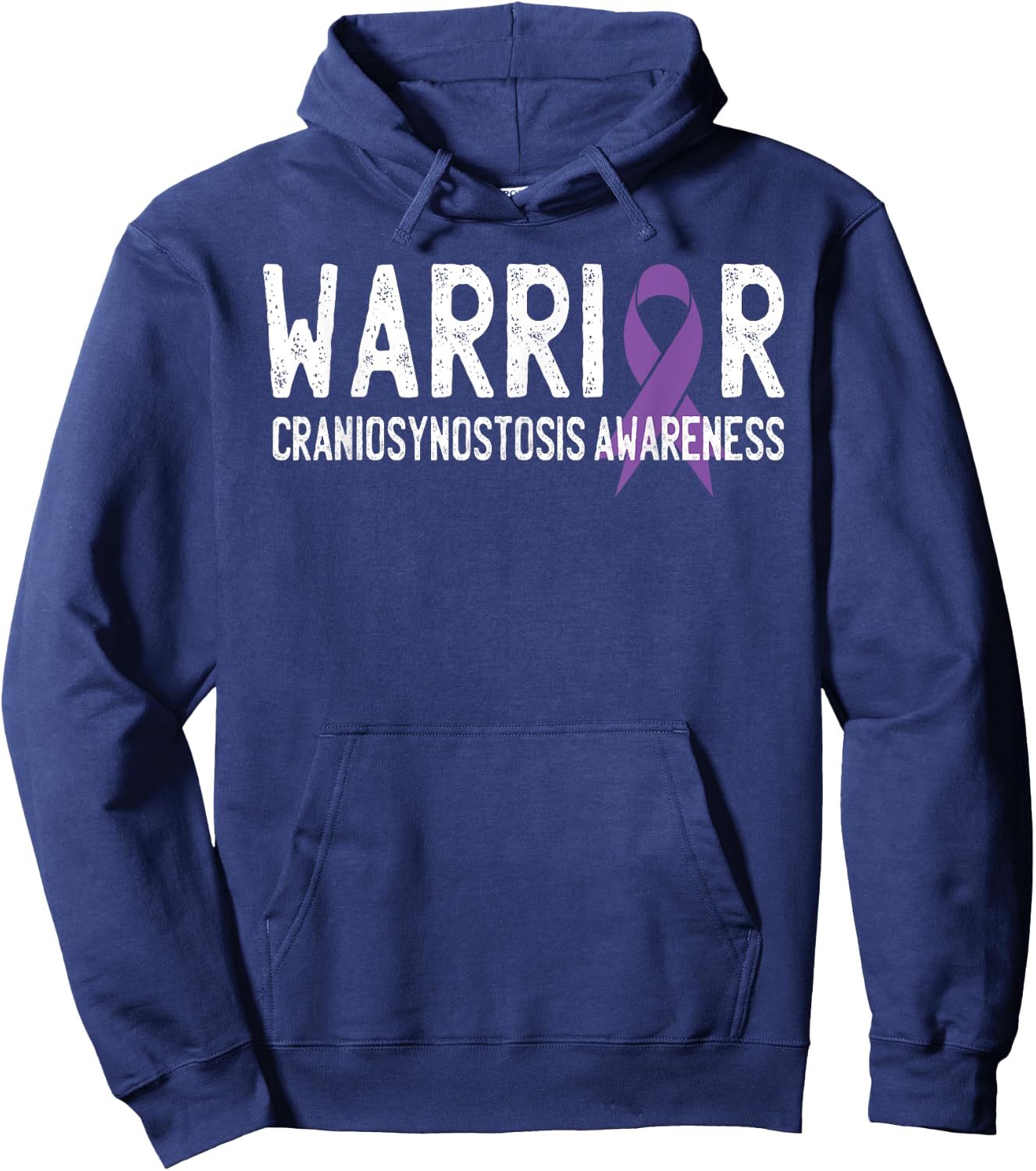 Warrior Craniosynostosis CSO Awareness Purple Ribbon Support Hoodie - Hoodie | Navy
