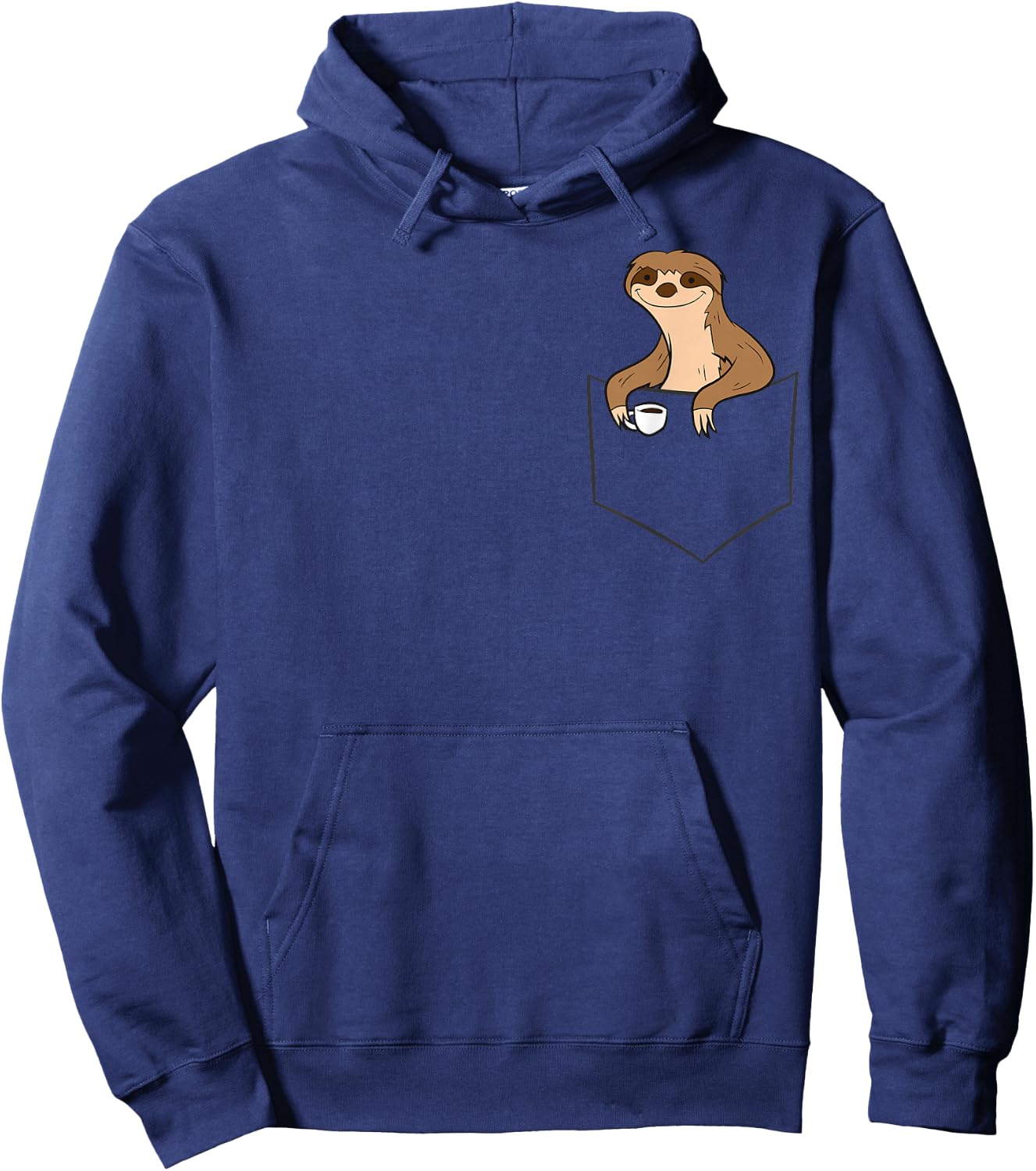 Cute Sloth With Coffee In The Pocket Sloth With Coffee Hoodie - Hoodie | Navy