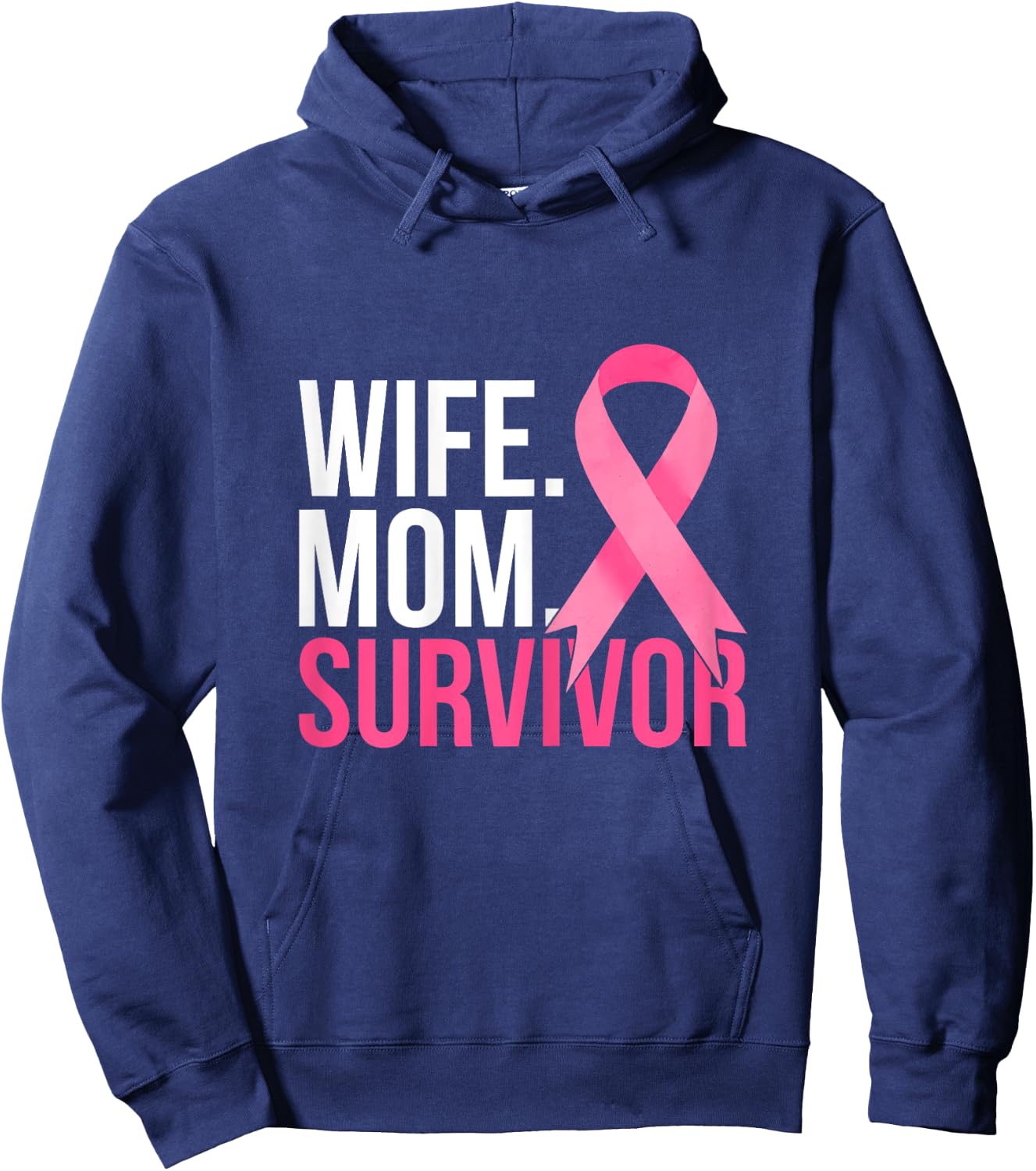 Mom Wife Survivor Breast Cancer Awareness Hoodie - Hoodie | Navy