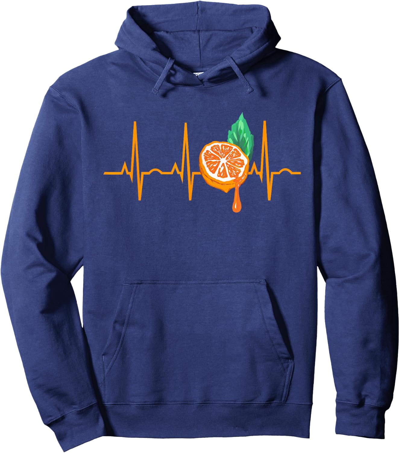 Orange Juice Heartbeat Funny EKG Citrus Gift Men Women Kids Hoodie - Hoodie | Navy