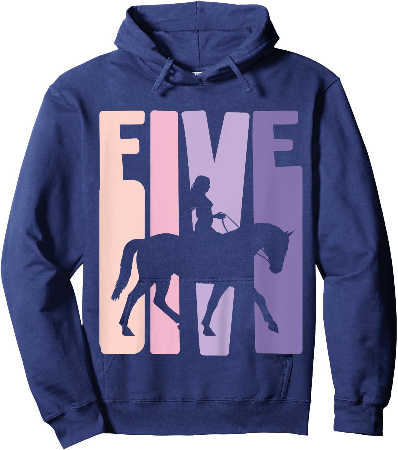 5th Birthday Gift Horse Rider Fan 5 Years Girls Hoodie - Hoodie | Navy