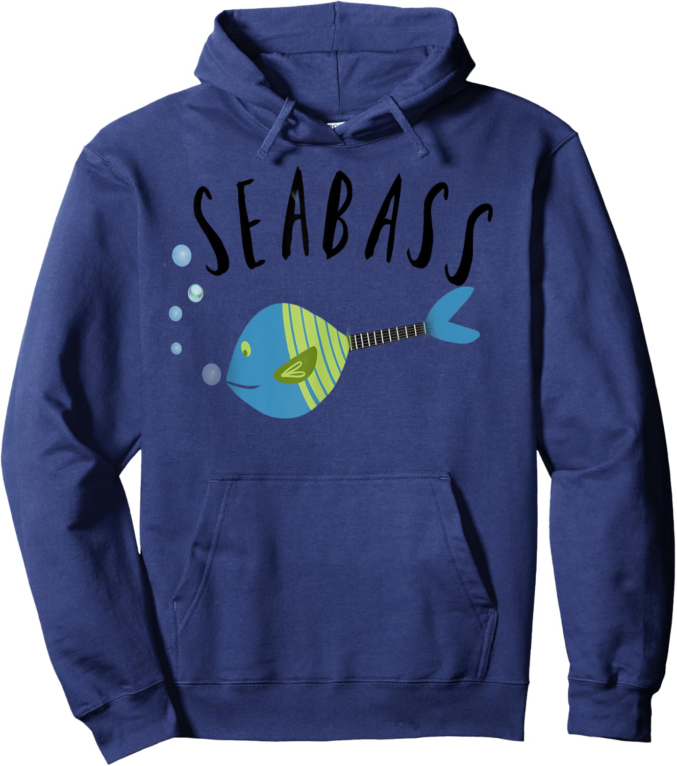 Funny Seabass fishing music guitar student teacher gift Men Women Girls Kids Hoodie - Hoodie | Navy