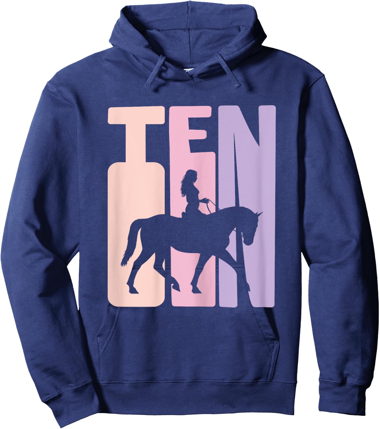 10th Birthday Gift Horse Rider Fan 10 Years Girls Hoodie - Hoodie | Navy