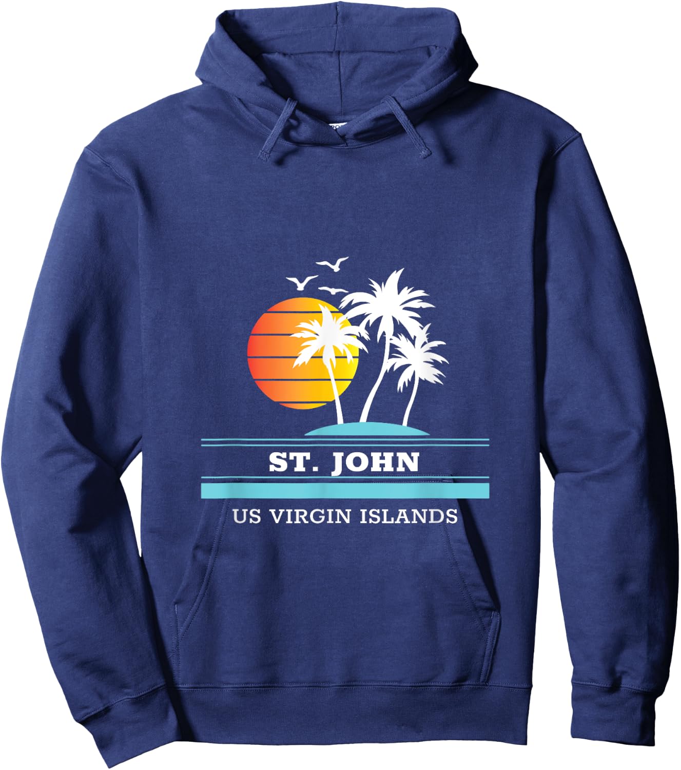 St. John Sunset Original Virgin Islands Beach Novelty Art Hoodie - Hoodie | Navy