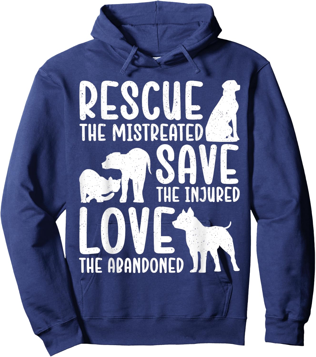 Best Animal Rescue Art Women Kids Dog Cat Pet Lovers Hoodie - Hoodie | Navy
