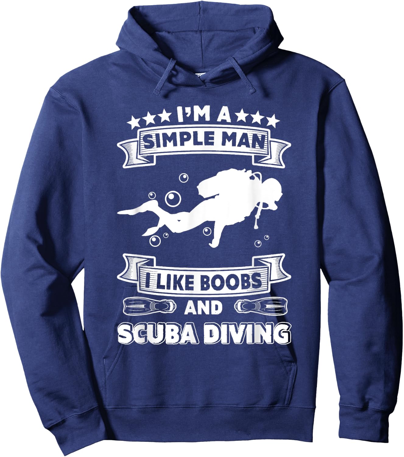 Diver Gift- I'm Simple Man I Like Boobs And Scuba Diving Hoodie - Hoodie | Navy