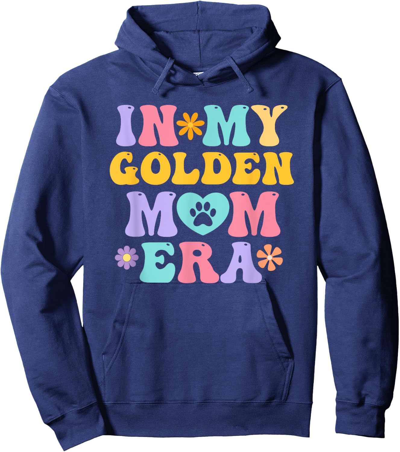 In My Golden Retriever Mom Era Funny Retro Groovy Dog Owner Hoodie - Hoodie | Navy
