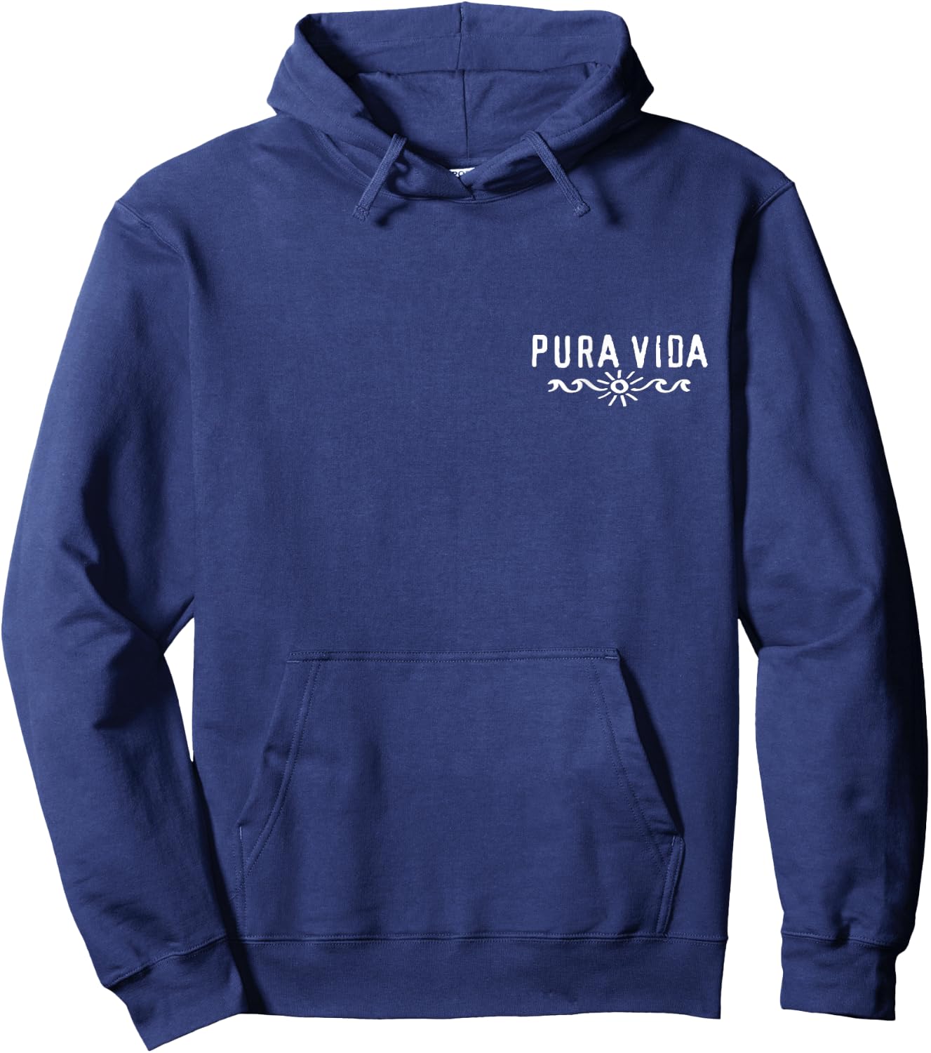 Pura Vida, Costa Rica, Wave, Sun, Happiness, Satisfaction Hoodie - Hoodie | Navy