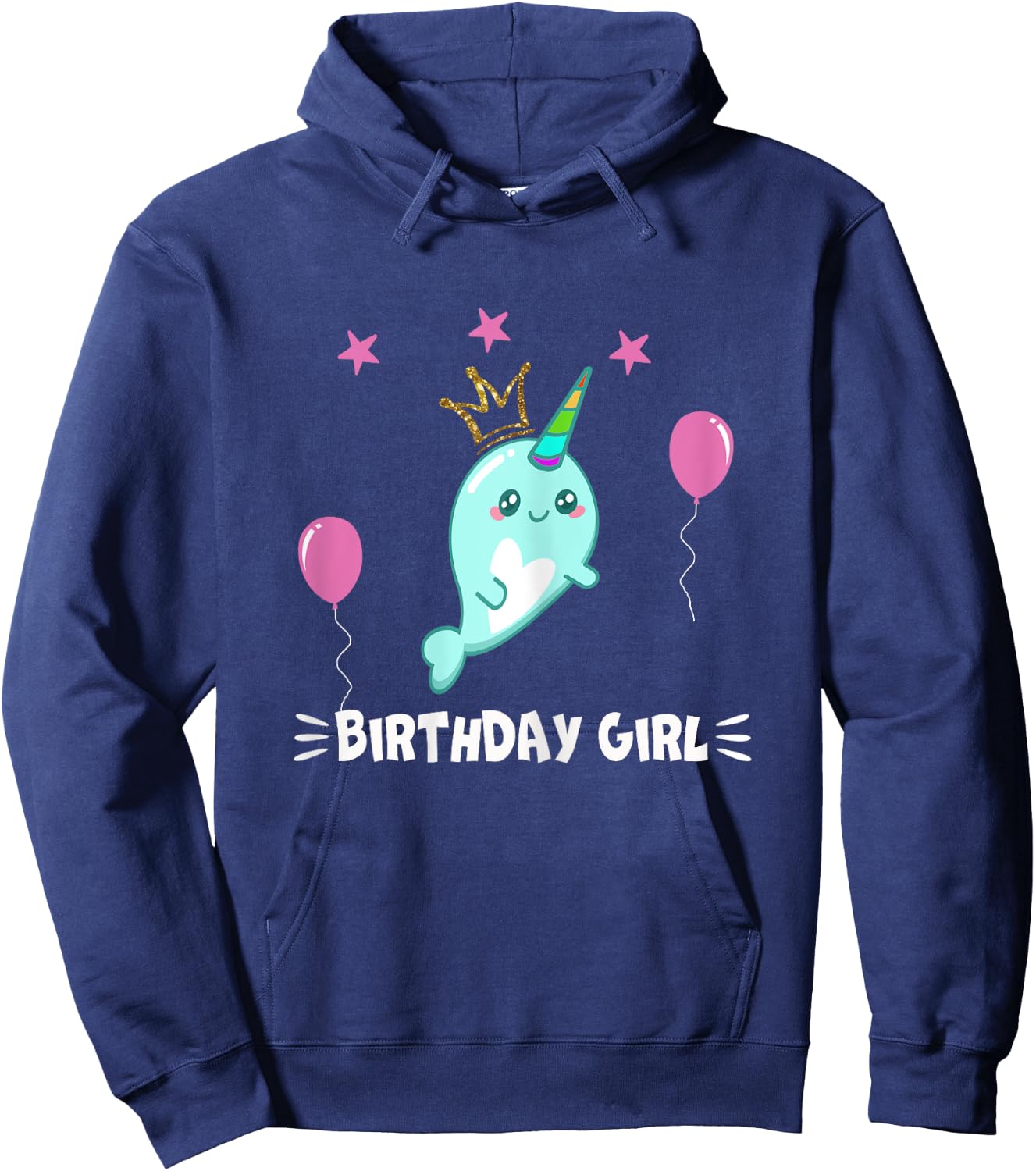 Cool Cute Narwhal balloons Girls Birthday Party Animal Hoodie - Hoodie | Navy