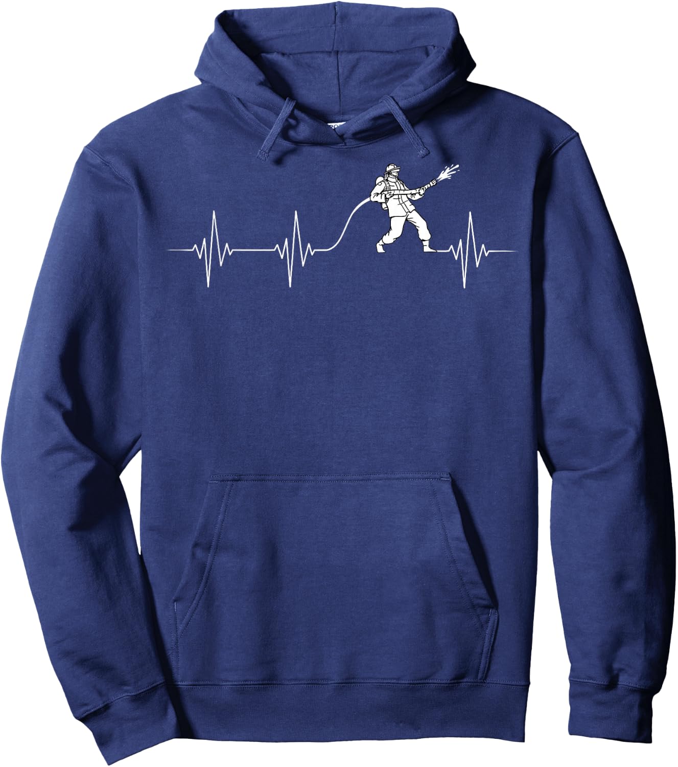 Cool Firefighter Fireman Apparel -Adults Black Firefighter Heartbeat Fireman Firefighting Rescuer Volunteer Hoodie - Hoodie | Navy
