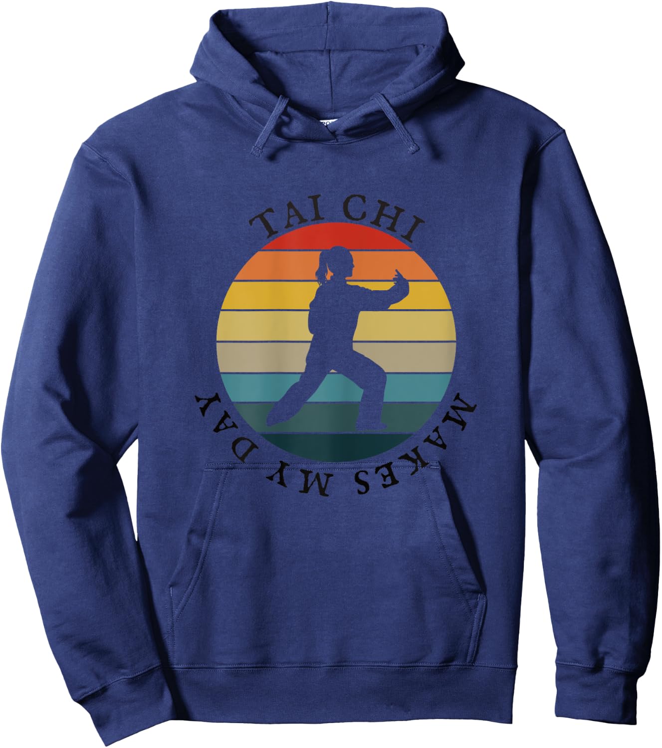 Tai Chi Makes My Day, Women Retro Vintage 80s Yin Yang Hoodie - Hoodie | Navy