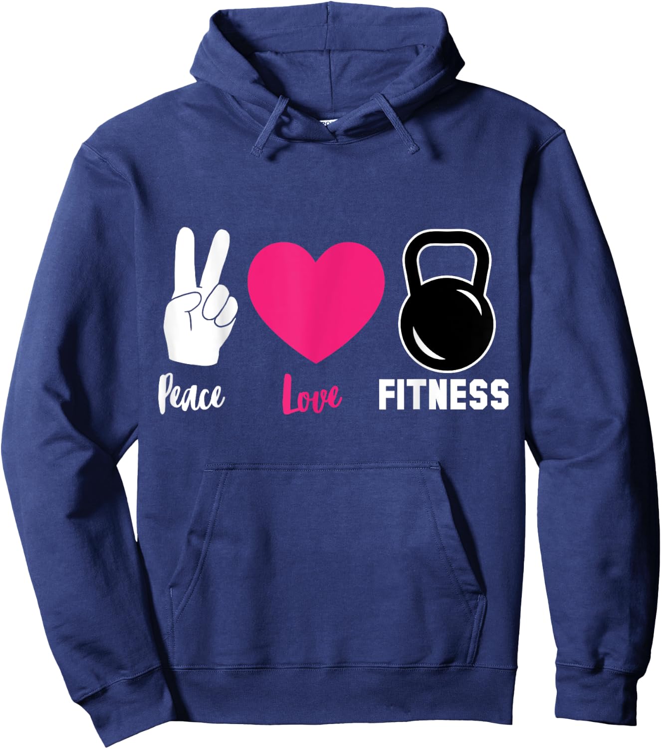 Peace Love Kettlebell Workout Cool Fitness Lover Gift Hoodie - Hoodie | Navy