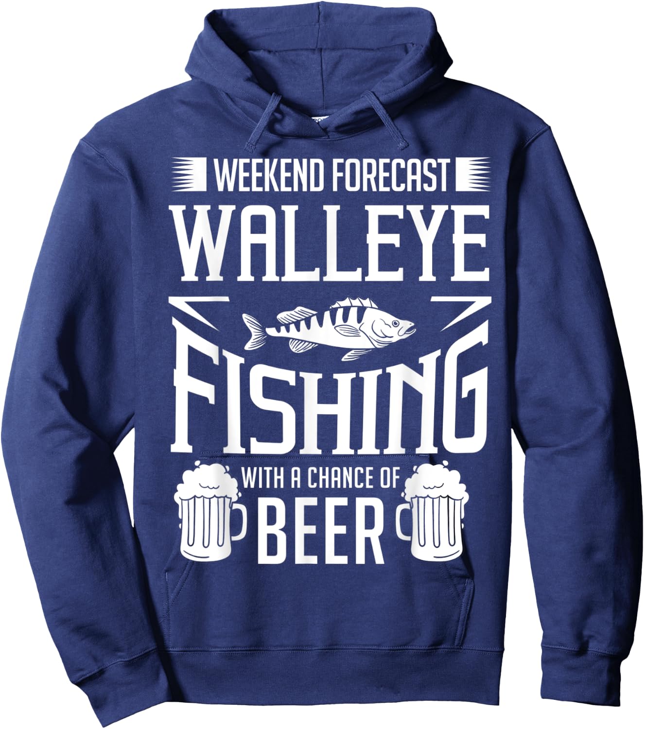 Walleye Lure Fishing Gift Walleye Fish Beer Hoodie - Hoodie | Navy