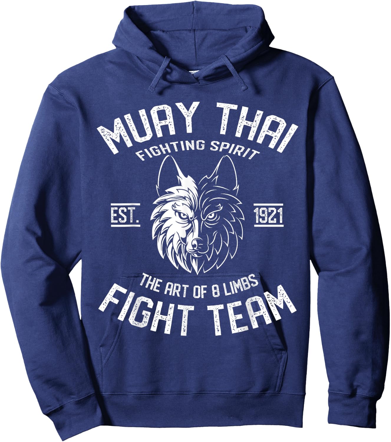 Muay Thai Wolf Fight Team - Nak Muay, Kickboxing Gift Hoodie - Hoodie | Navy
